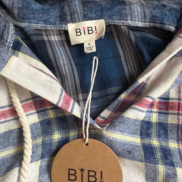 Bibi Oversized Plaid Hoodie NWT - Picture 4 of 5
